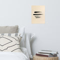 Mockup of four bold horizontal black ink brushstrokes with dry textured edges on cream paper