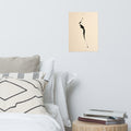 Mockup of gestural black ink marks and splashes falling vertically on warm cream paper